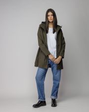 KHAKI WOMEN'S HOODED TRANSITIONAL COAT