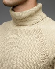GREY MEN'S KNITTED TURTLENECK SWEATER