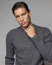 GREY MEN'S KNITTED SWEATER