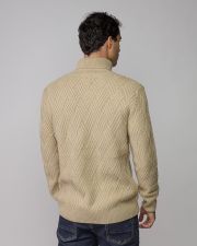 BEIGE MEN'S KNITTED TURTLENECK SWEATER