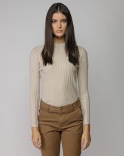 BEIGE WOMEN'S KNITTED SWEATER