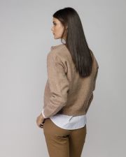 BROWN WOMEN'S KNITTED BUTTON CARDIGAN