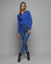 KÉK NŐI HOSSZÚ UJJÚ GALLÉROS PÓLÓ