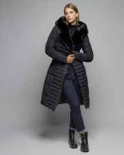 BLACK WOMEN'S LONG FUR COAT