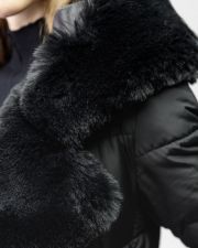 BLACK WOMEN'S LONG FUR COAT