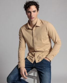 BEIGE MEN'S SHIRT 1D24SS5000LS2405