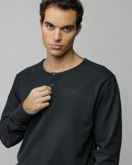 FEKETE FÉRFI HOSSZÚ UJJÚ GOMBOS PÓLÓ 1D25FW4006LS0104