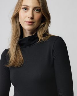 BLACK WOMEN'S LONG SLEEVE TURTLENECK T-SHIRT 2D25FW4543LS0204