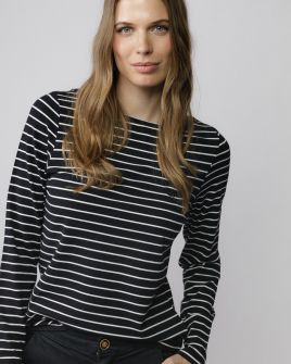FEKETE NŐI HOSSZÚ UJJÚ CSÍKOS PÓLÓ 2D25FW4534LS0205