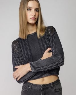 SZÜRKE NŐI KÖTÖTT PULÓVER 2D25FW6520LS1124