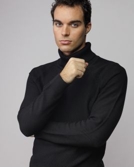 FEKETE FÉRFI KÖTÖTT GARBÓ PULÓVER 1D25FW6017LS1101