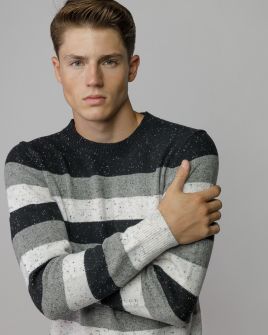FEKETE FÉRFI CSÍKOS KÖTÖTT PULÓVER 1D25FW6034LS1101