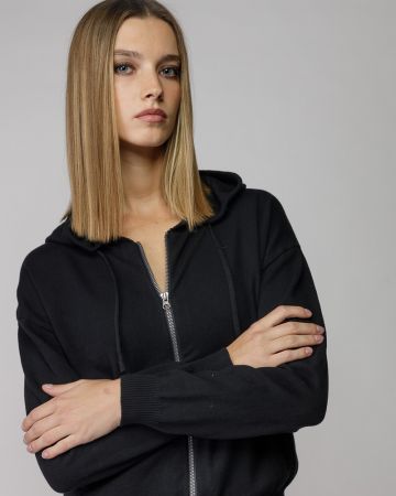 FEKETE NŐI KÖTÖTT KAPUCNIS KARDIGÁN 2D25FW6591KA1101