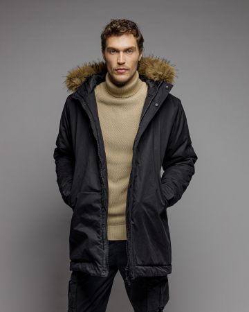 FEKETE FÉRFI HOSSZÚ KABÁT 1D25FW3005KA1600